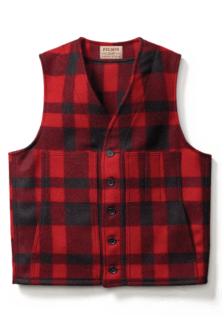Filson Red and Black plaid vest